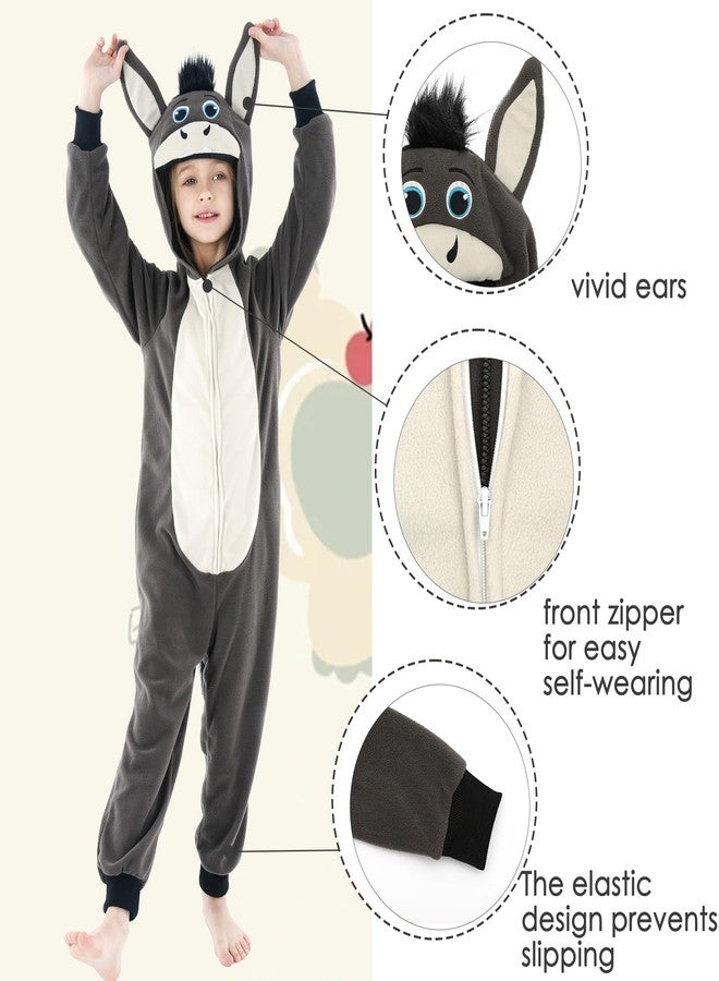 Wizland Donkey Costume for Kid Animal Costume,Farm Animal Onesie For Hellowen With A Removable Tail 4-6 - Image 4